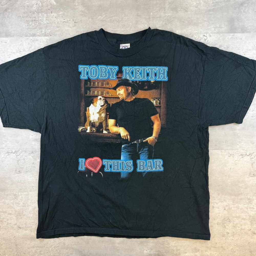 Toby Keith I Love This Bar Graphic T-Shirt Mens 2XL Black Delta Pro Weight Tee